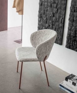 Poltroncina Clo - strutturPoltroncina Clo - struttura in metallo finitura rame goffrato - rivestimento in tessuto Cachemire finitura nevea in metallo finitura rame goffrrato - rivestimento in tessuto Cachemire finitura neve