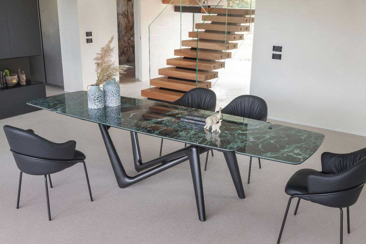 Edge table extensible en céramique "Verde Alpi"