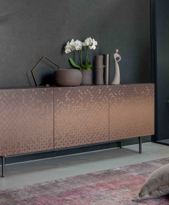 Madia laccata Giove con decorazione 3D finitura bronzo metallizzato.