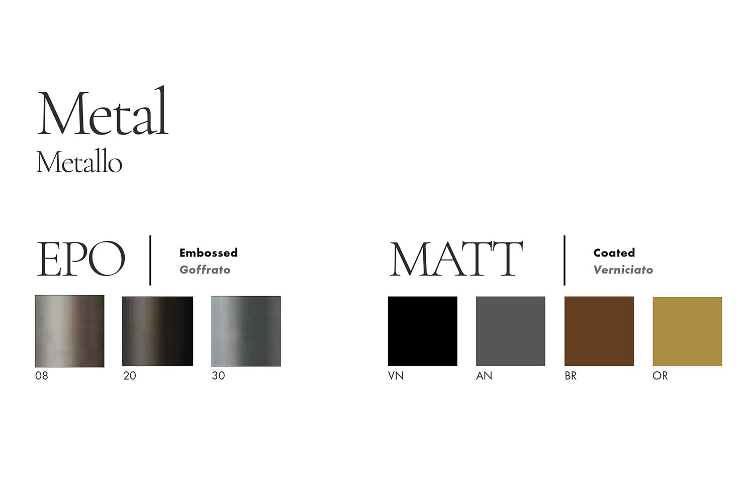 Finiture disponibili metallo A2025