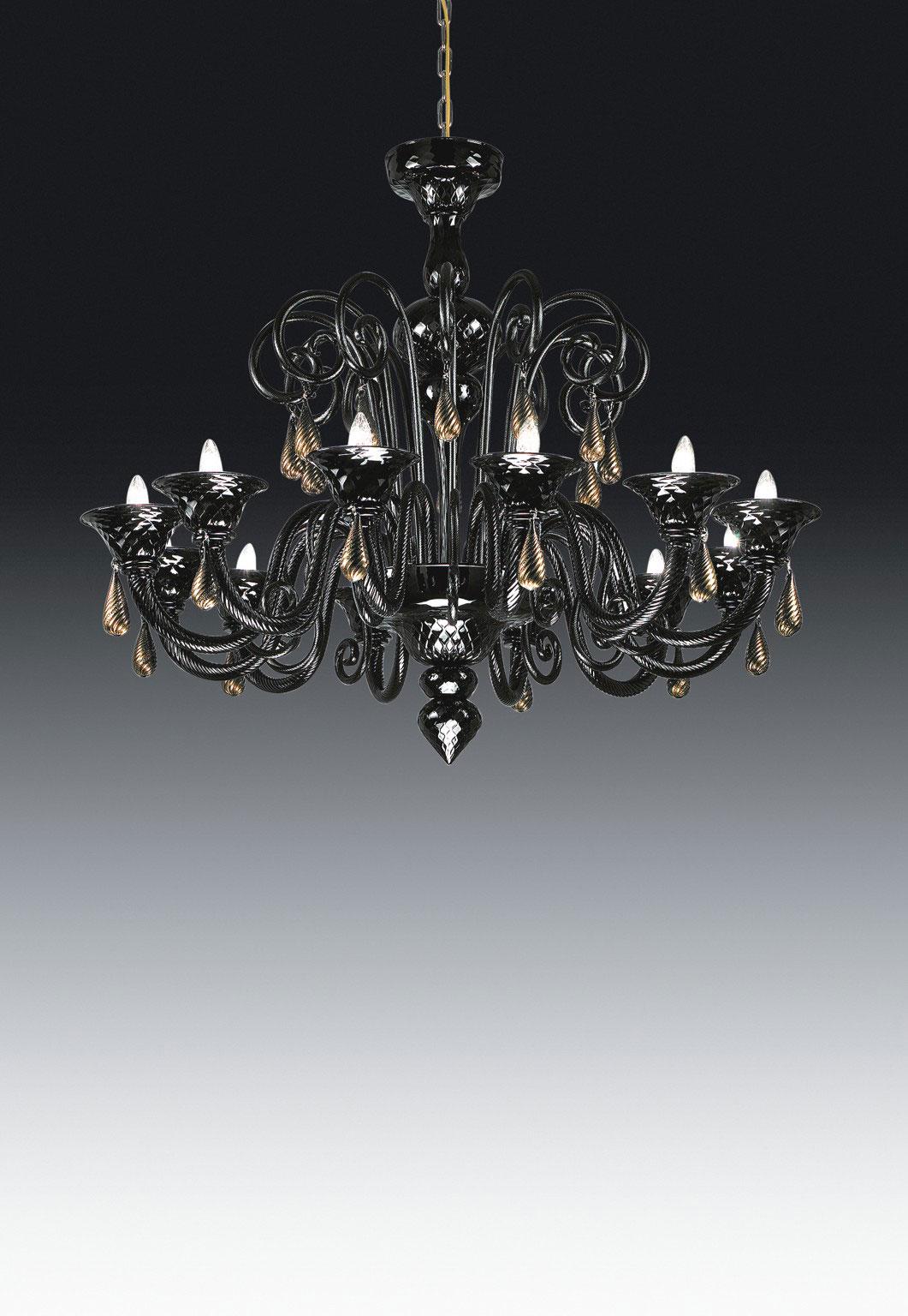 Luxurious and modern Murano glass pendant lamp. 12 sockets, many colours and finishing available. Big size! Online shopping. Free shipment.