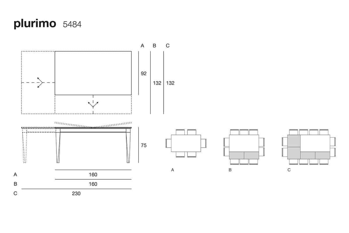 Plurimo 5484 tavolo trasformabile rettangolare allungabile