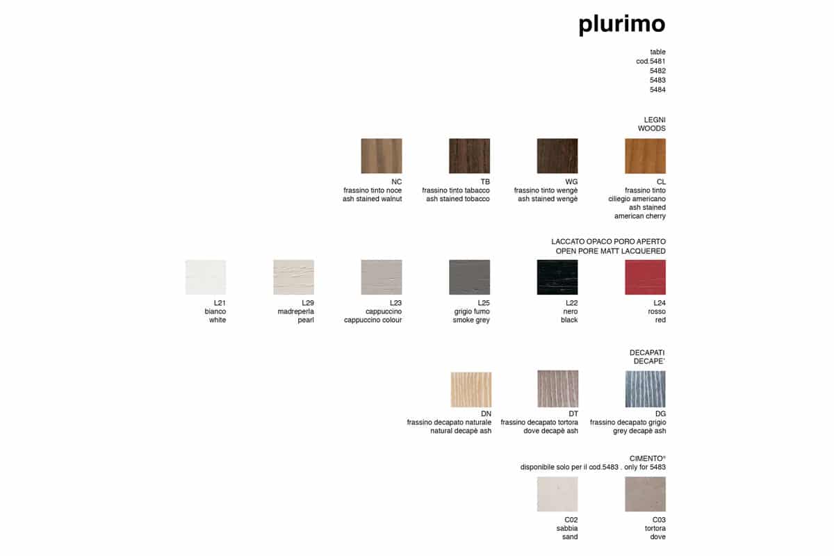 Plurimo transformable table - available finishings