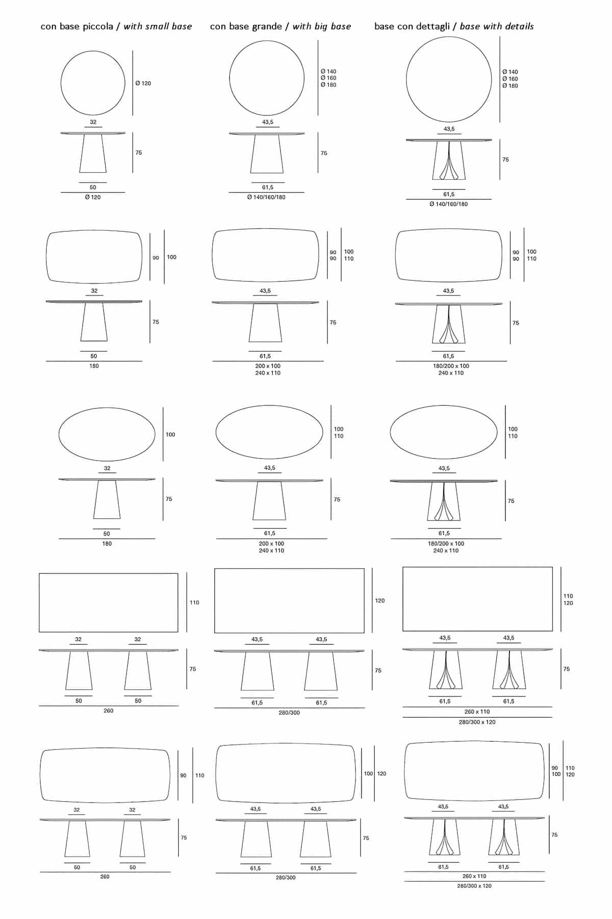 Shuck Tavolo in noce canaletto – Design Roberto Delfinetti - dimensioni disponibili