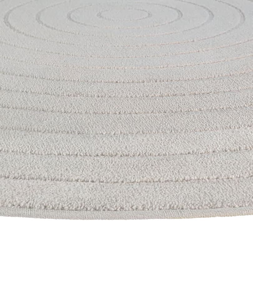 Tappeto rotondo Cortina Sfera Ivory: motivo concentrico e comfort tattile