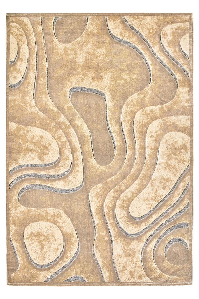Tapis rectangulaire sable et terre avec géométries curvilignes 3D