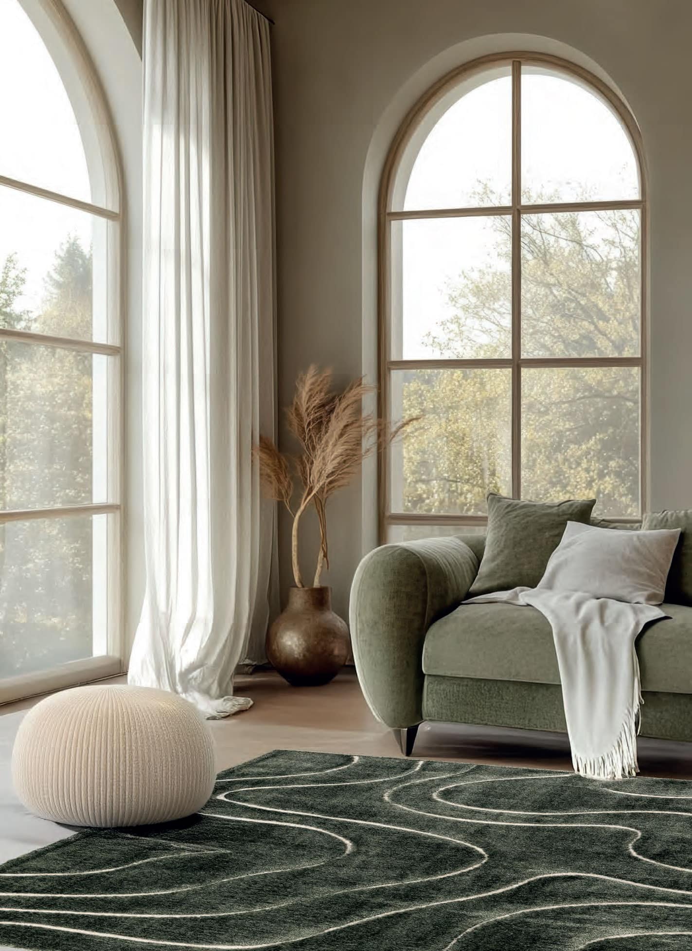 Tapis rectangulaire Venere 3 Vert – polyester recyclé, velours 25 mm