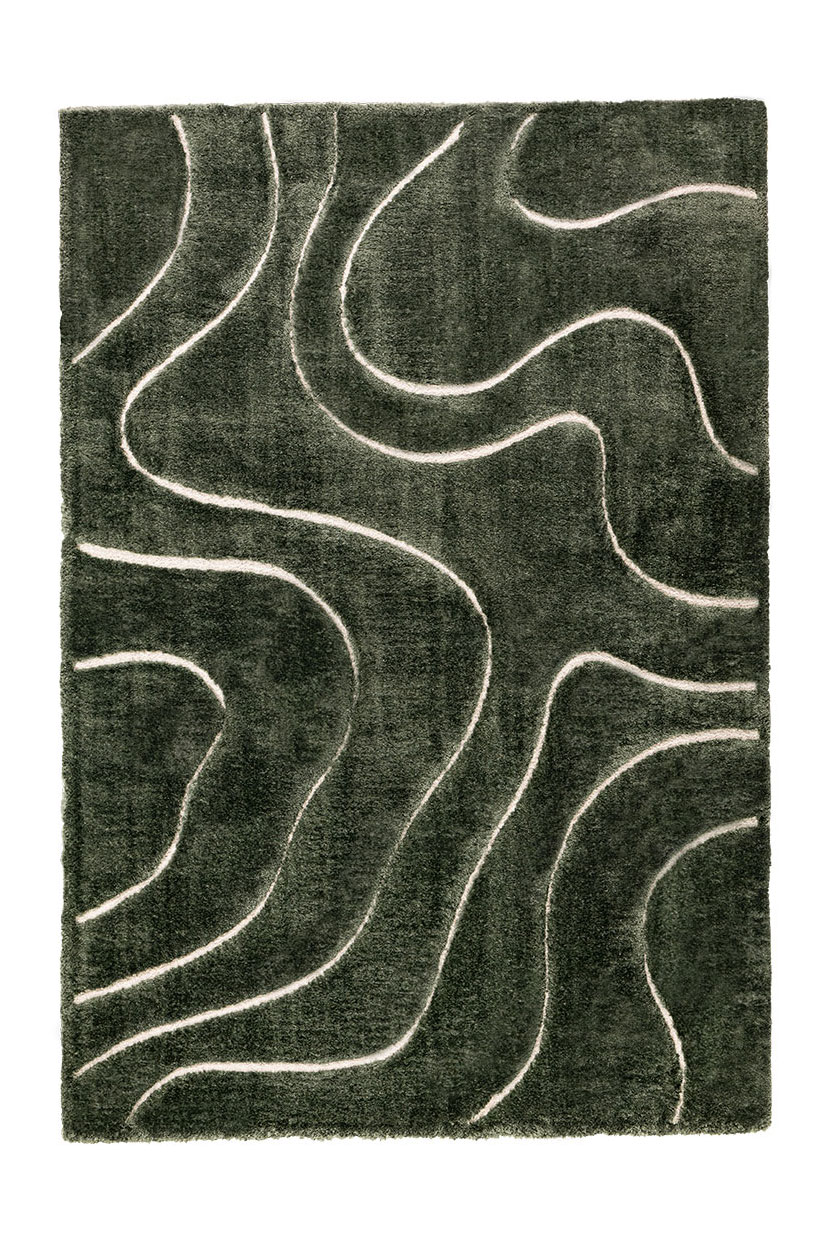 Tapis rectangulaire Venere 3 Vert – polyester recyclé, velours 25 mm