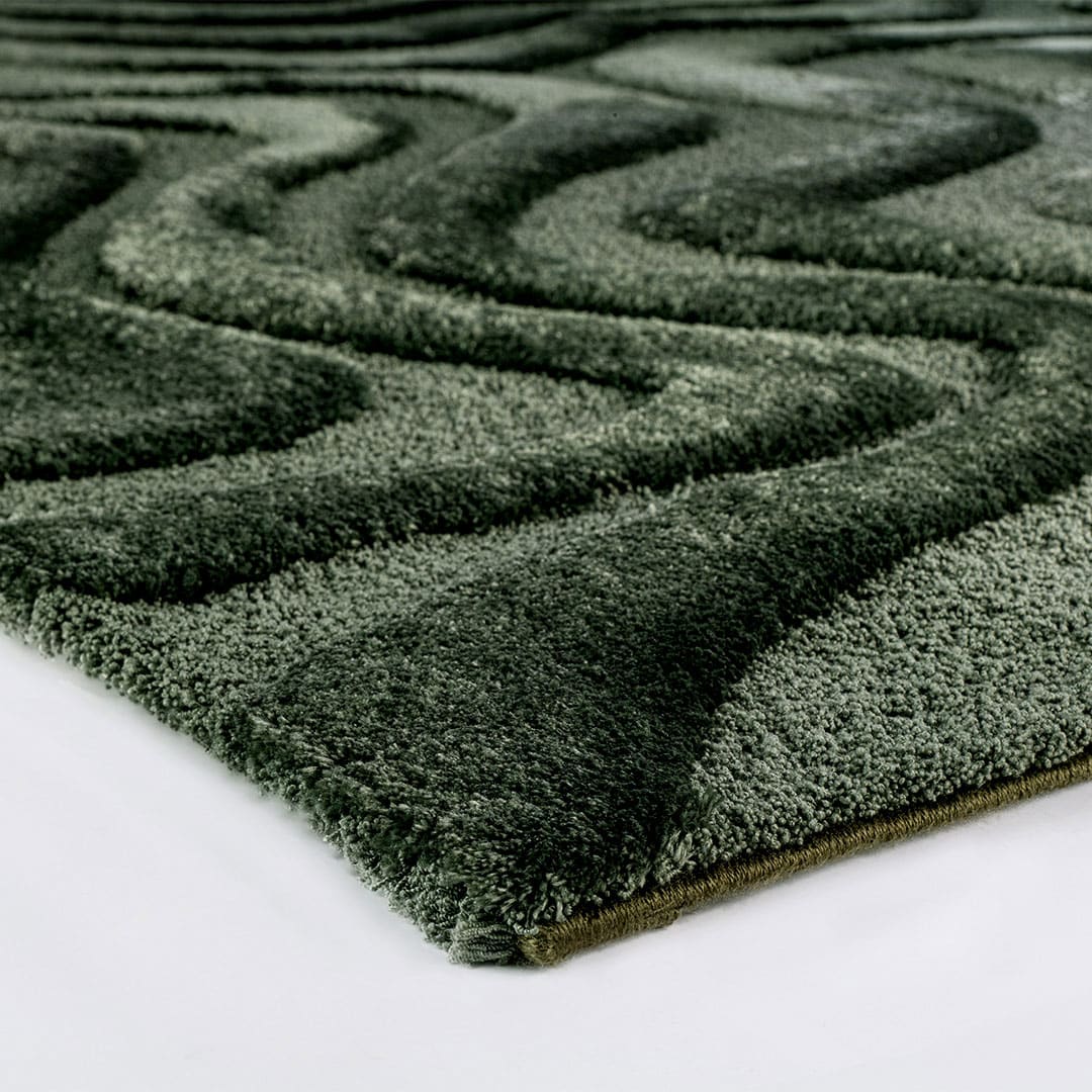Tapis rectangulaire Venere Vert Forêt – polyester recyclé, velours 25 mm