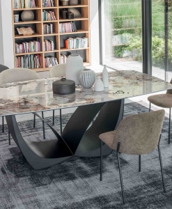 Tavolo Zeus con piano in ceramica Patagonia lucida