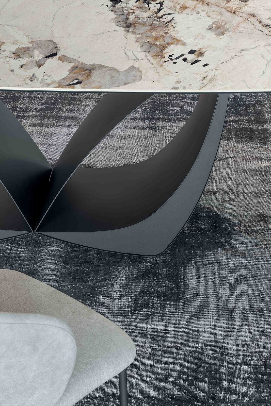 Tavolo Zeus con piano in ceramica Patagonia lucida