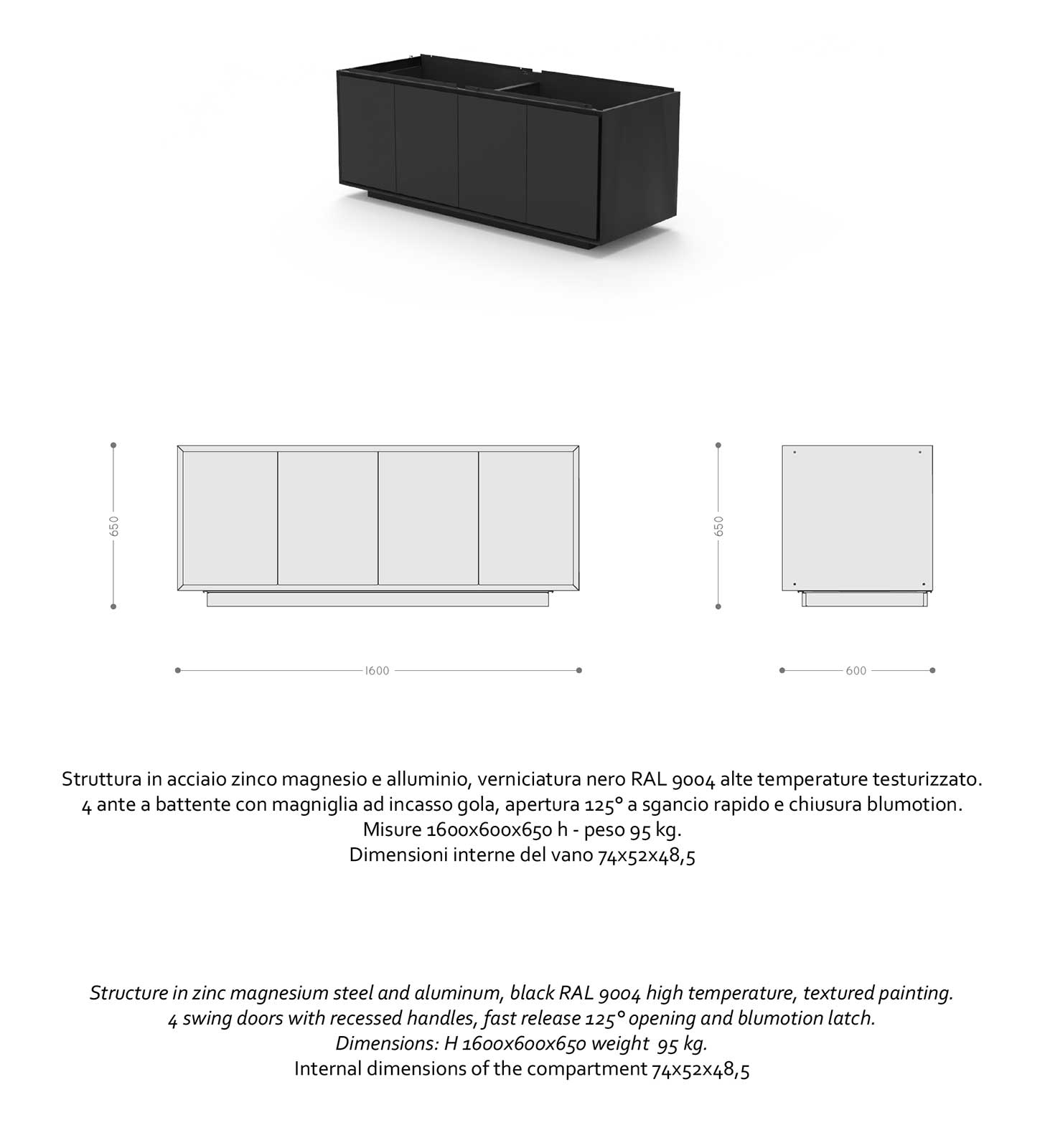 Cucina da esterno con piano snack, barbecue, lavello e luci integrati. Vendita online di mobili da giardino di lusso made in Italy con consegna gratuita.
